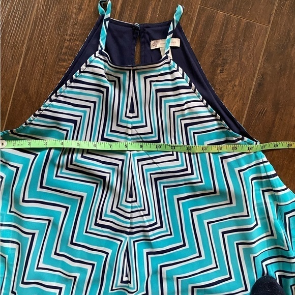Dress Barn Turquoise Navy White Kerchief Dress Size 4 - Picture 5 of 11